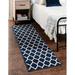 Blue/White 24 x 0.5 in Area Rug - Winston Porter Ruri Geometric Dark Blue/Ivory Area Rug | 24 W x 0.5 D in | Wayfair CHLH6507 34156627