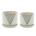 Latitude Run® 2 Piece Set Planters - 6" & 5" White Planters on Saucers - Contemporary Dotted Triangle Design For Indoor or Outdoor Plants | Wayfair