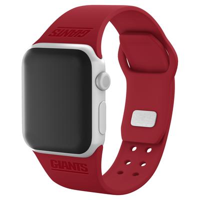 Red New York Giants Debossed Silicone Apple Watch Band