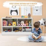 Children's Wooden Toy Storage Cabinet with 2 Shelves and 5 Cubes - 44" x 12" x 24" (L x W x H)