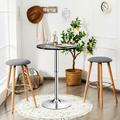 Orren Ellis Nayami Counter Height 24" Iron Pedestal Dining Table Wood/Metal in Black | 36 H x 24 W x 24 D in | Wayfair