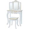 Teamson Kids - Coiffeuse enfant en bois avec miroir tabouret blanc or Fantasy Fields Teamson