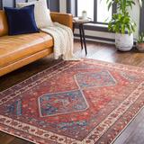 Bademli 7'10" x 10'2" Traditional Washable Updated Traditional Burnt Orange/Dark Blue/Brown/Light Beige/Mustard/Navy/Dark Red/Peach Washable Area Rug - Hauteloom