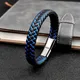 Bracelet en cuir tressé pour hommes d'affaires nom personnalisé gratuit bleu/rouge Simple en