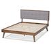 Alke Mid-Century Modern Fabric Upholstered Walnut Brown Finished Wood Platform Bed