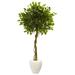 5.5' Ficus Artificial Tree in White Oval Planter UV Resistant (Indoor/Outdoor)