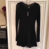 Free People Dresses | Black Lace Mini Dress. Form Fitting With Spandex. Extra Long Sleeves. | Color: Black | Size: S