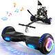 GeekMe Hoverboard and kart bundle for kids,hoverboards with go kart,self balancing scooter with bluetooth speaker,strong motor,LED lights,gift for kids