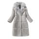 BUKINIE Womens Winter Furs Coat Luxury Elegant Long Sleeve Winter Warm Lapel Fox Faux Fur Coat Jacket Overcoat Outwear with Pockets(Grey,5XL)