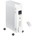 HOMCOM 2000W Digital Oil Filled Radiator, 9 Fin, Portable Electric Heater with LED Display, Timer, 3 Heat Settings, Safety Cut-Off and Remote Control, White