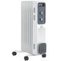 HOMCOM 1500W Oil Filled Radiator, 7 Fin, Portable Electric Heater with 3 Heat Settings, Safety Cut-Off and Remote Control, White