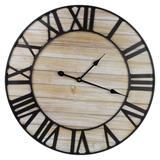 24" Metal Framed Roman Numeral Battery Operated Round Wall Clock