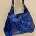 Coach Bags | Blue Patent Leather Coach Shoulder Bag With Silver Hardware | Color: Blue | Size: 15 In X 9 In X 4 In