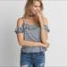 American Eagle Outfitters Tops | American Eagle Outfitters | Black And White Gingham Off The Shoulder Tee | Color: Black/White | Size: S