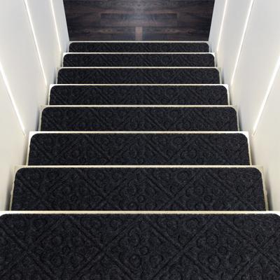 Costway 15Pcs Indoor Non-Slip Stair Carpet Mats for Wooden Steps-Gray
