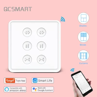 Tuya Smart Life EU WiFi Double interrupteur de rideau télécommande stores moteur volet roulant App