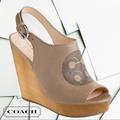 Coach Shoes | Coach Leather Jade Wood Wedges, New! | Color: Tan | Size: 7