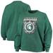 Women's ZooZatz Green Michigan State Spartans Garment Wash Oversized Vintage Pullover Sweatshirt