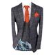 Designer Men's Bonita Blue Slim Fit Tweed Check 3 Piece Suit Size 52 UK/US 62 EU Chest, 40 in. Trousers