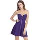 Allegra K Women's Christmas Costume Strapless Exposed Zipper Front Tube Mini Party A-Line Dress Purple 20