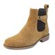 Ivory Castle Women's Boots Suede Leather Flat Chelsea Ankle Boots Low Heels Ladies Boots With Side Zip - Winter Fashion Ankle Boots For Women Camel Size 7