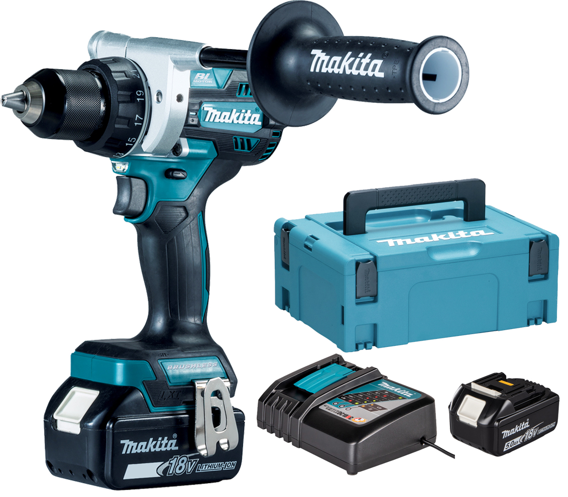 Perceuse-visseuse 18 V + 2 batteries 5 Ah + chargeur rapide + coffret MAKPAC MAKITA DDF486RTJ