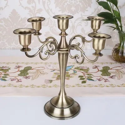 Bougeoir européen en métal doré centre de Table Vintage imitation bronze décoration de mariage