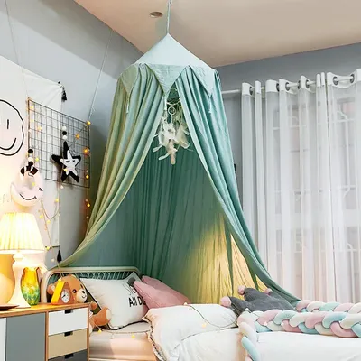 Tente pour enfants nouveau Style avec pompons Installation sans Perforation rideaux de lit