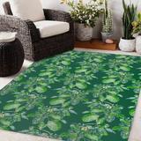Green 48 x 0.08 in Area Rug - Red Barrel Studio® Glisson SPOTTED LAUREL DARK Outdoor Rug By Becky Bailey Polyester | 48 W x 0.08 D in | Wayfair
