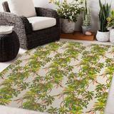 Green/Orange 48 x 0.08 in Area Rug - Red Barrel Studio® RHODODENDRON GREEN Outdoor Rug By Becky Bailey Polyester | 48 W x 0.08 D in | Wayfair