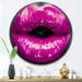 Designart 'Purple Lip Makeup' Modern Wood Wall Clock