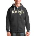 Men's Antigua Charcoal Los Angeles Rams Wordmark Victory Full-Zip Hoodie