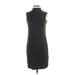Adrienne Vittadini Casual Dress - Shift High Neck Sleeveless: Gray Print Dresses - Women's Size X-Small