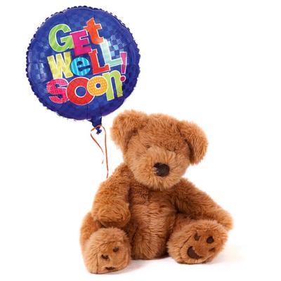 Send Flowers - Get Well Balloon And Teddy Bear
