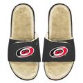 Men's ISlide Black/Tan Carolina Hurricanes Faux Fur Slide Sandals