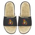 Men's ISlide Black/Tan Ottawa Senators Faux Fur Slide Sandals