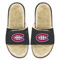 Men's ISlide Black/Tan Montreal Canadiens Faux Fur Slide Sandals