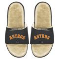 Men's ISlide Black/Tan Houston Astros Faux Fur Slide Sandals