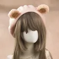 Béret d'oreille d'ours rose Lolita de style japonais pour femmes bonnets d'oreille d'ours mignons