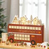 HOMCOM 24 Day Christmas Advent Calendar for Adults & Kids, Wooden Christmas Decoration
