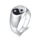 Bague Tai Chi Yin Yang Gossip pour hommes chevalière ronde en émail couleur argent en acier