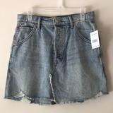Free People Skirts | Free People Womens Size 30 Mile High Blue Distressed Cut Off Denim Skirt Nwt | Color: Blue | Size: M