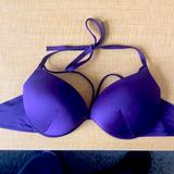 Victoria's Secret Swim | Deep Purple Push-Up Swim Top Extra String Accent Above The Cup. Very Gently Used | Color: Purple | Size: 36d