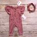 Jessica Simpson Matching Sets | Jessica Simpson Romper And Headband Set- New | Color: Pink | Size: 24mb