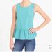 J. Crew Tops | J Crew Printed Bow Back Peplum Tank Top Gingham Blue Green Size L New | Color: Blue/Green | Size: L