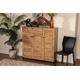 Baxton Studio Coolidge Modern and Contemporary Oak Brown Finished Wood 3-Door Shoe Storage Cabinet with Drawer - Wholesale Interiors FP-05LV-Wotan Oak