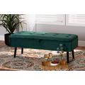 Baxton Studio Caine Modern and Contemporary Green Velvet Fabric Upholstered and Dark Brown Finished Wood Storage Bench - Wholesale Interiors FZD020108-Green Velvet-Bench