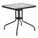 28'' Square Tempered Glass Metal Table with Rattan Edging - 28"W x 28"D x 28"H