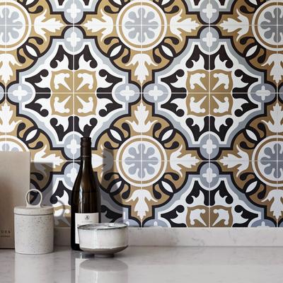 Handmade Baha in Brown, Black, Grey Tile, Pack of 12 (Morocco)