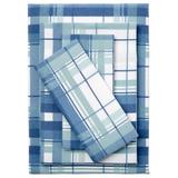 Cotton Flannel Print Sheet Set by BrylaneHome in Soft Blue Plaid (Size FULL)